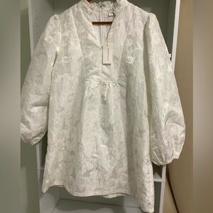 Able White Floral Jacquard Mini Dress